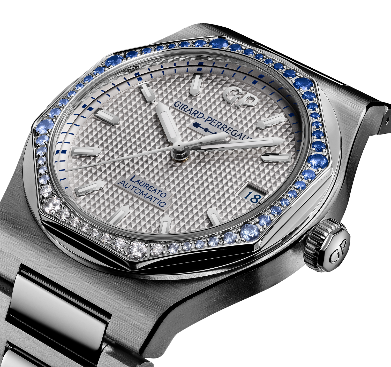 Girard-Perregaux Laureato 38mm Watch with Rhodium-plated dial with a Clous de Paris pattern